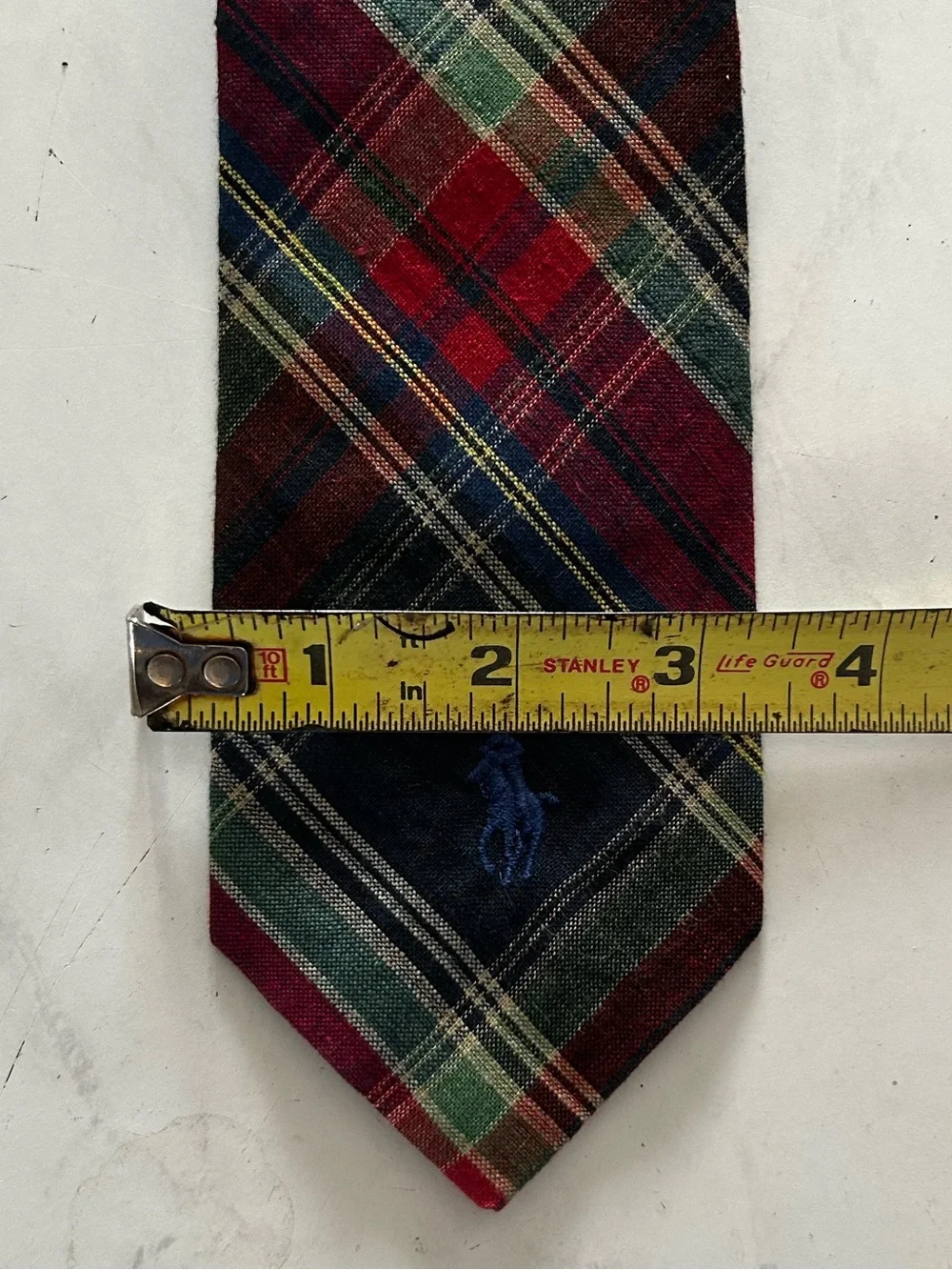 Vintage Ralph Lauren Polo Plaid Tartan 100% Cotton Tie USA 3.25